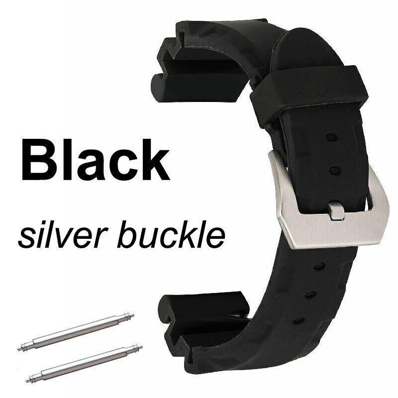 22mm 24mm Watch Band Strap Rugged Silicone Rubber Soft Sports Wristwatch Bands