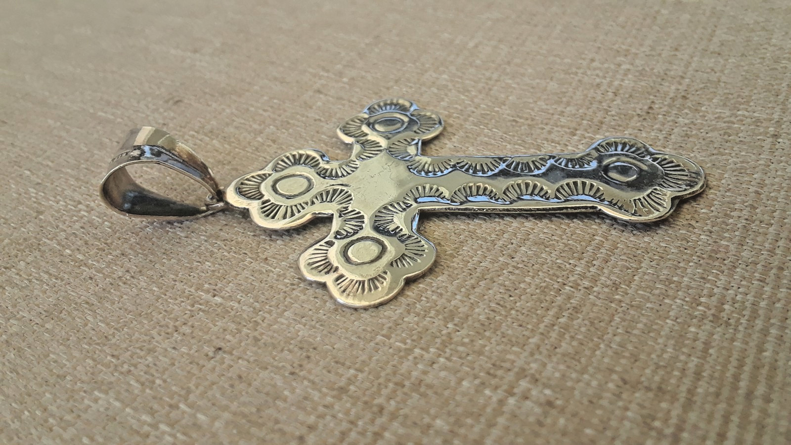 Vintage Sterling Silver Cross Pendant Southwest Style 5.7gr About 2-3/8″x1.5″