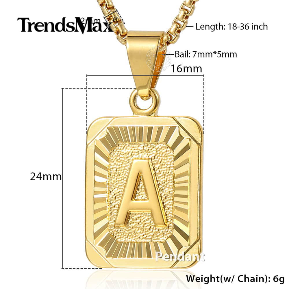 14K Gold Filled Initial Letter A-Z Pendant Charm (Rectangle Pendant Charm Only)