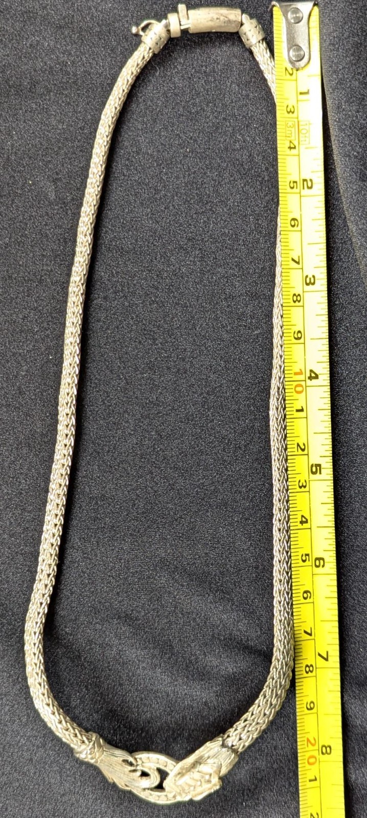Sterling Silver 925 Dragon Head Woven Foxtail Necklace 16″ 24.3g 26.7.12-11