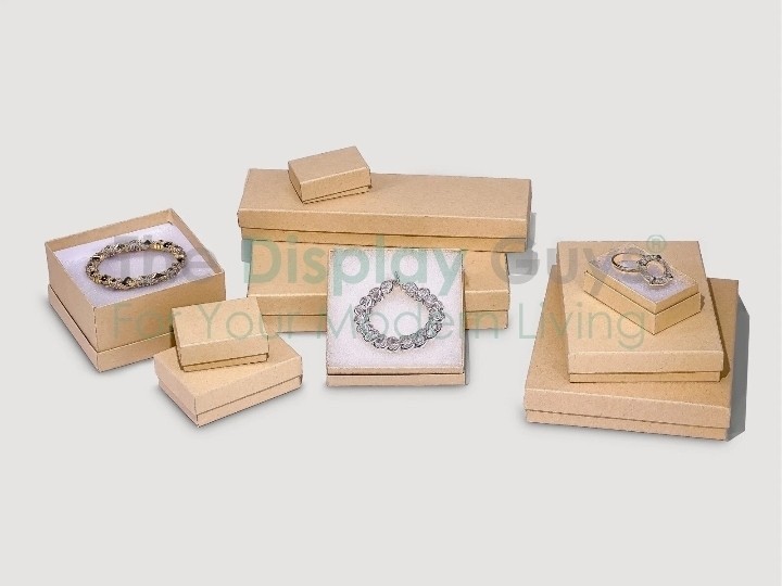 BULK Cardboard Kraft Paper JEWELRY GIFT BOXES Cotton Filled BROWN – for Shipping