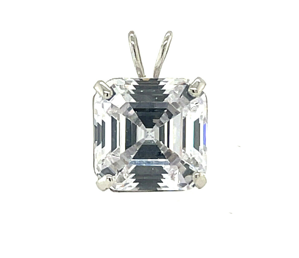 14k Yellow/ White/ Gold Asscher Cut CZ Pendant
