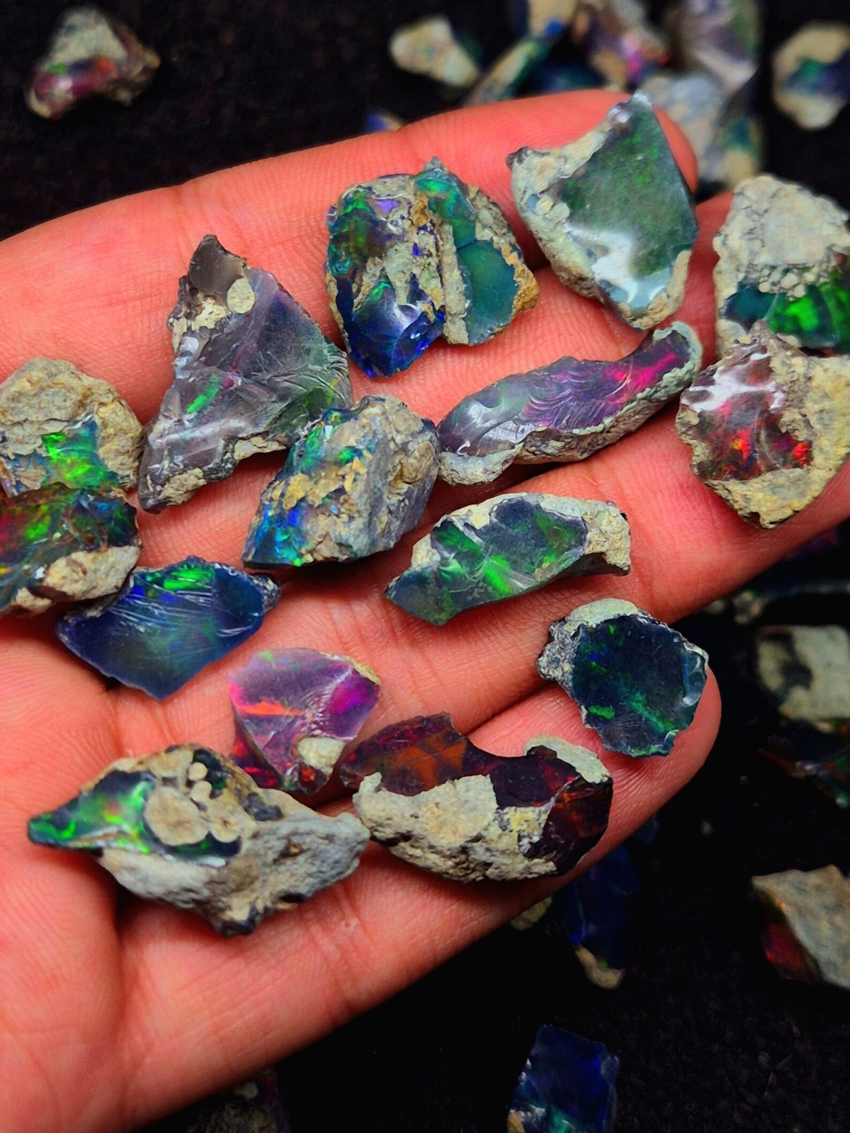 Natural Ethiopian Black Fire Opal Rough Lot 100 Carats A++ Dry Opal Wholesale
