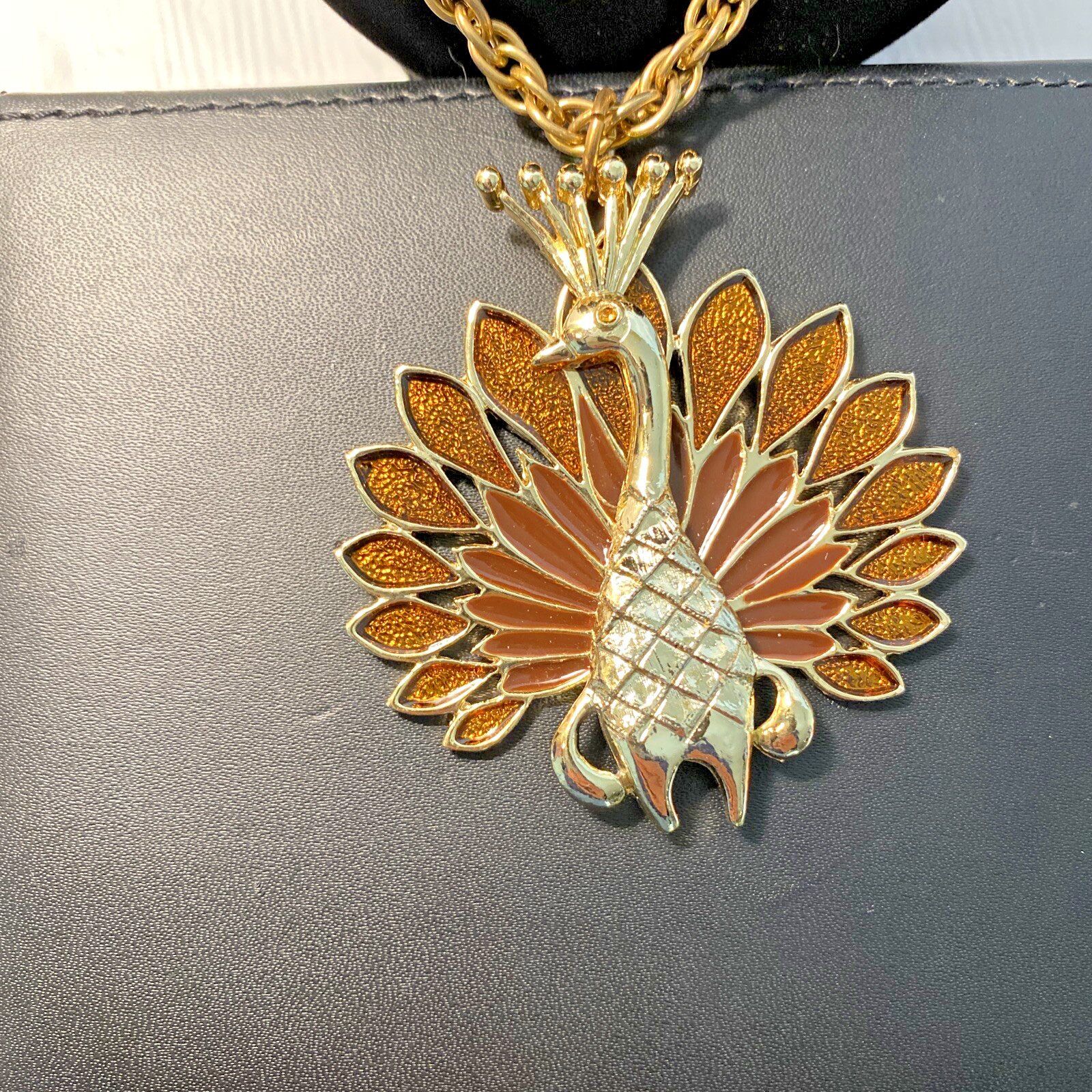 Vintage JJ Jonette Large Peacock Necklace & Pendant