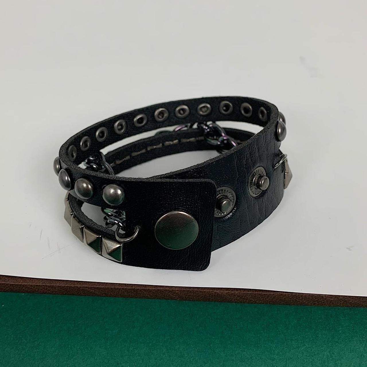 Grunge Y2K style Black and silver studded spike bracelet set