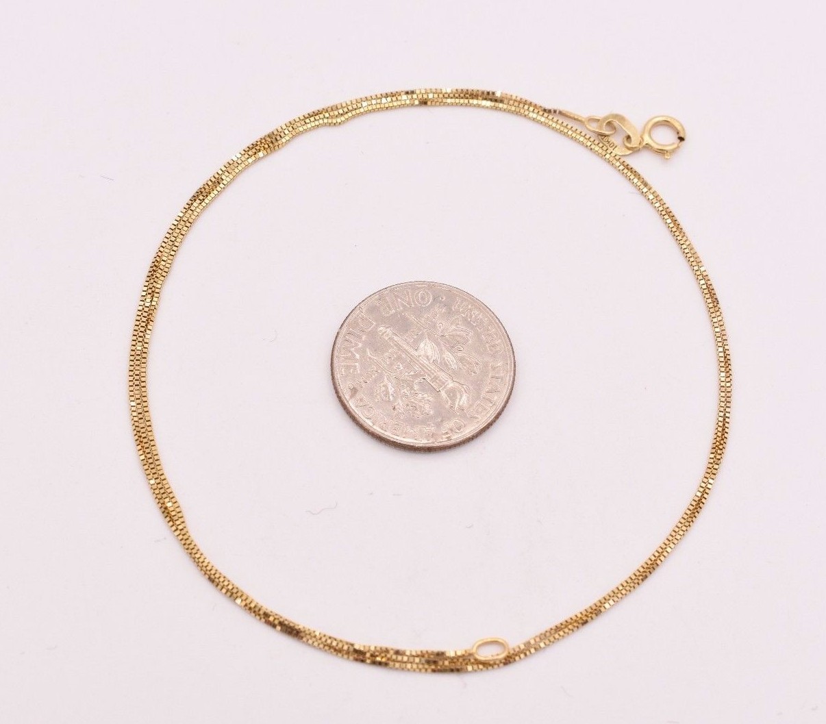 0.70mm 10K YELLOW GOLD Classic Square Box Chain Necklace with Spring Ring Clasp