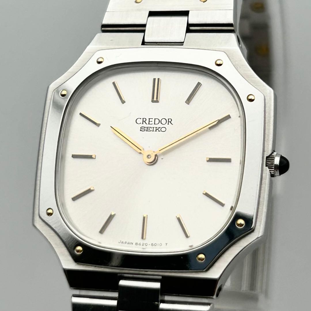 SEIKO CREDOR 8420-5010 Working Quartz Silver Mens Watch 23.4mm Wrist 17cm 6.69in