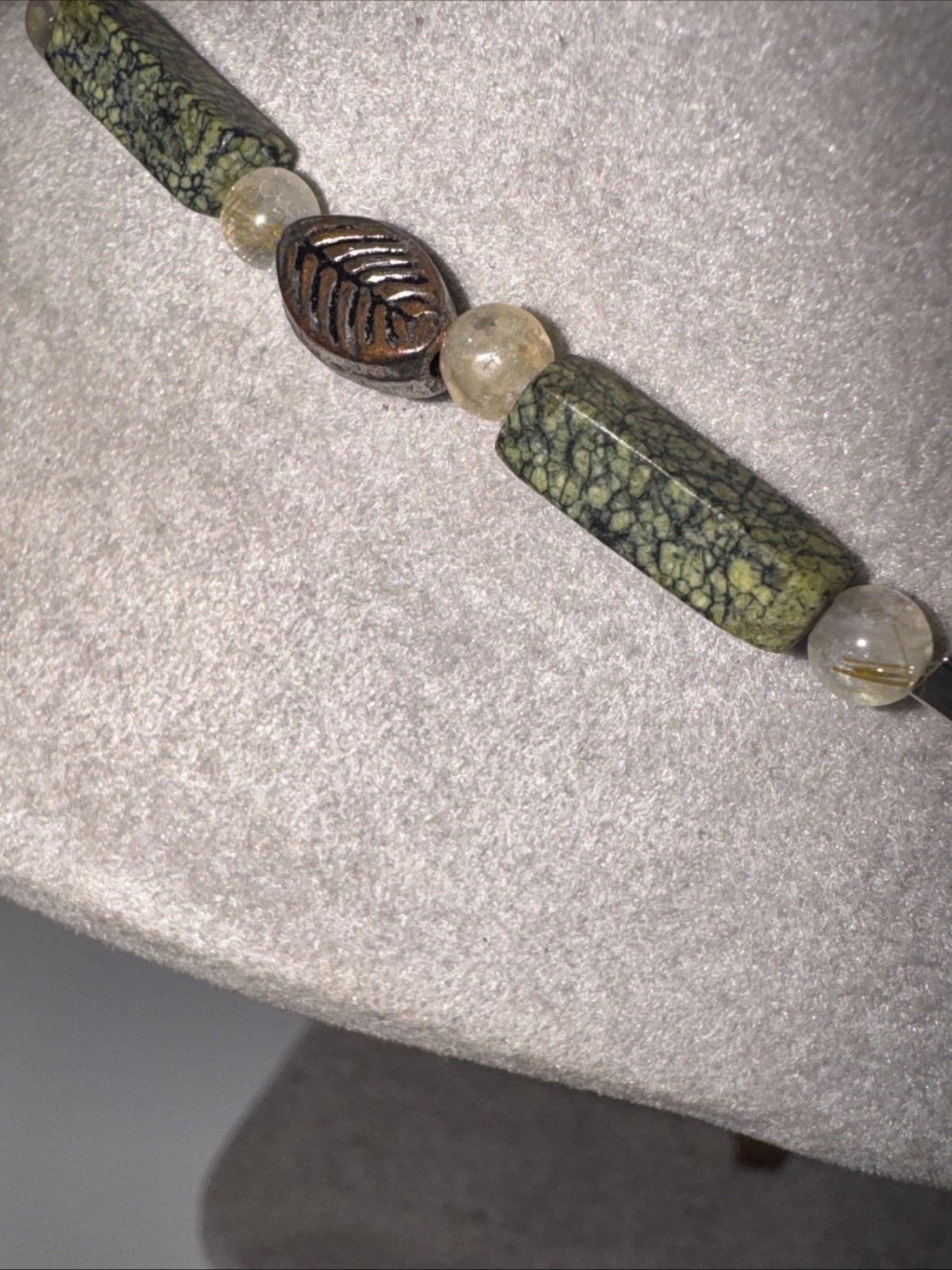 Vintage Handmade Reptilian Jasper 19 Inches With A /1 1/2 Inch Drop Please Read