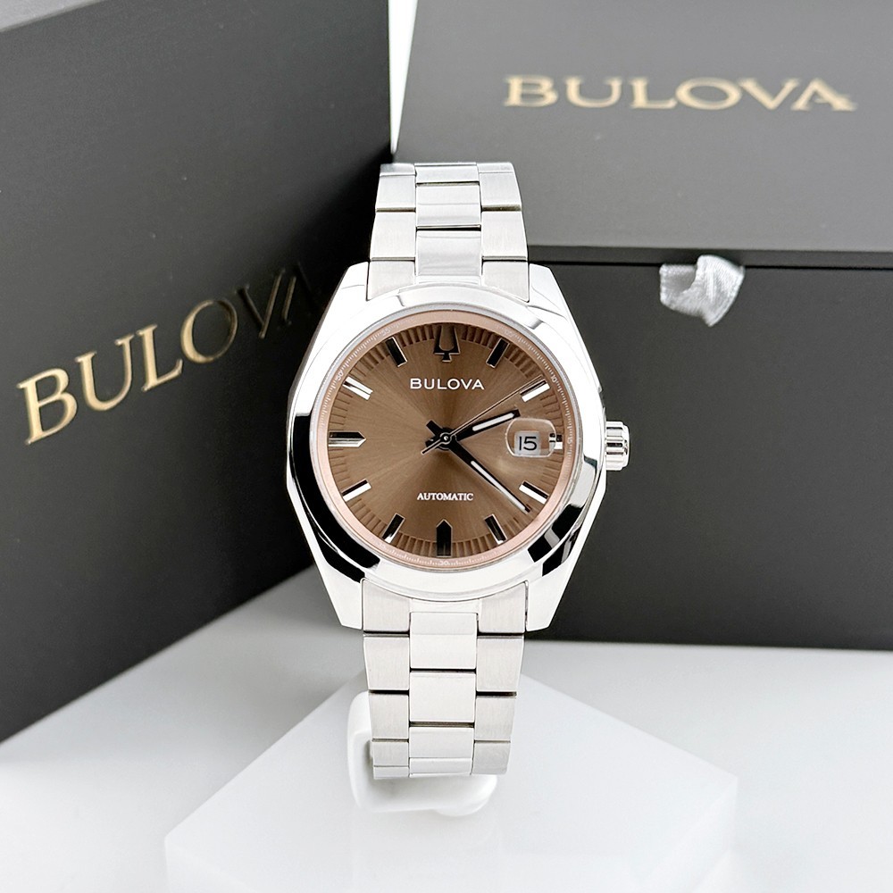 Men’s Bulova 96B470 Surveyor Automatic Stainless Brown Dial Watch 39mm