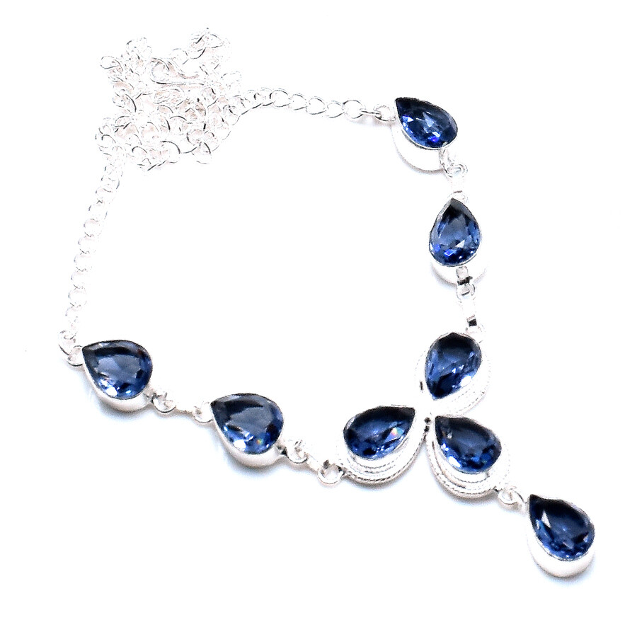 Classical Iolite Quartz Gemstone 925 Sterling Silver Jewelry Necklaces Sz 18″