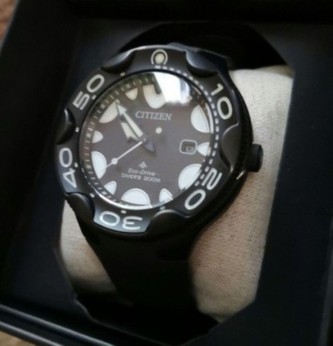 CITIZEN Promaster MARINE BN0235-01E Eco-Drive Solar Black Men SS Wristwatch