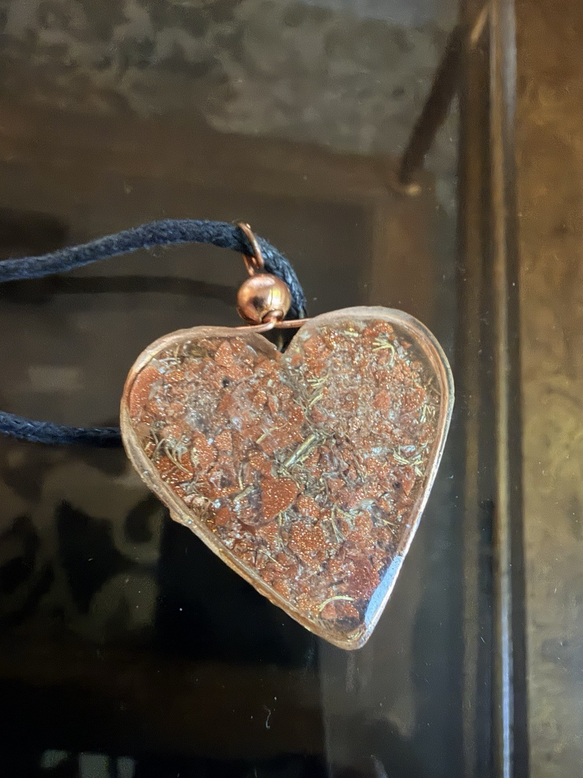 Handcrafted Brown Heart Hamsa Pendant Necklace