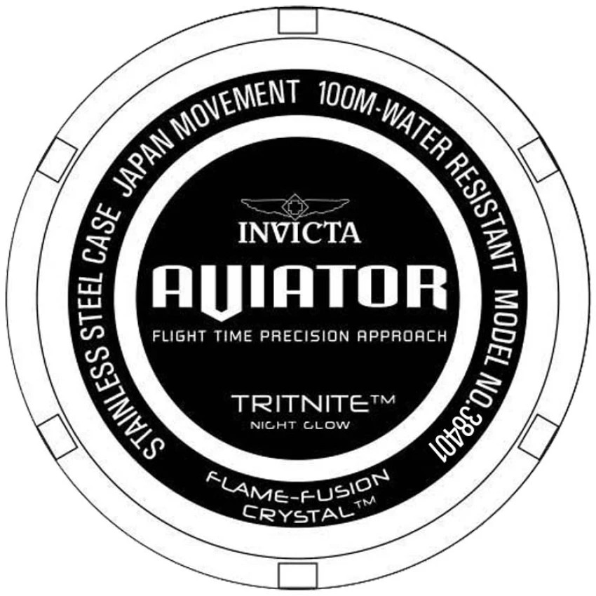 Invicta Aviator 38402 Men’s Quartz Chrono-Style 45mm Black Dial Silicone Watch