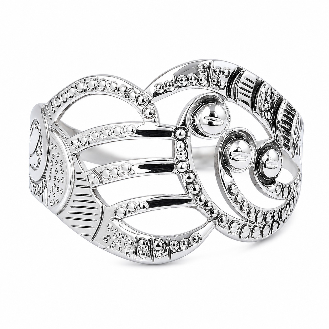 925 Sterling Silver Statement Ring Wide Band Openwork Chunky Cocktail Ring