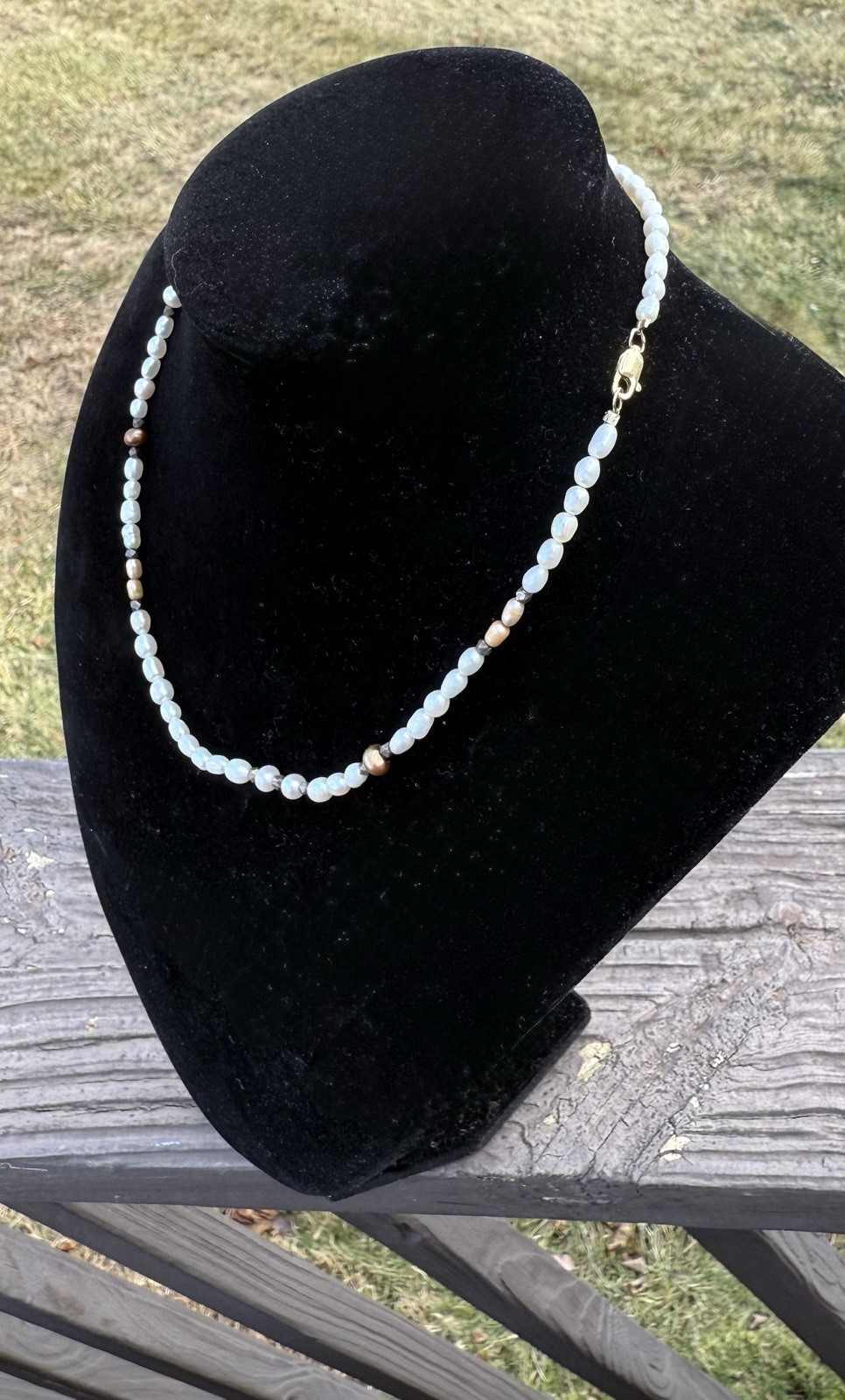 Genuine Freshwater Pearl Necklace 16.5″ 14kt Yellow Gold Clasp Stamped 585