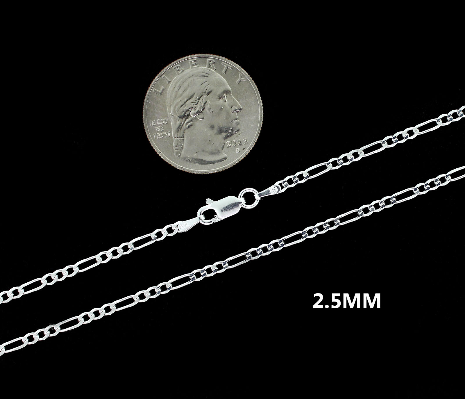 Real 925 SOLID Sterling Silver Italian FIGARO LINK Chain Bracelet or Necklace