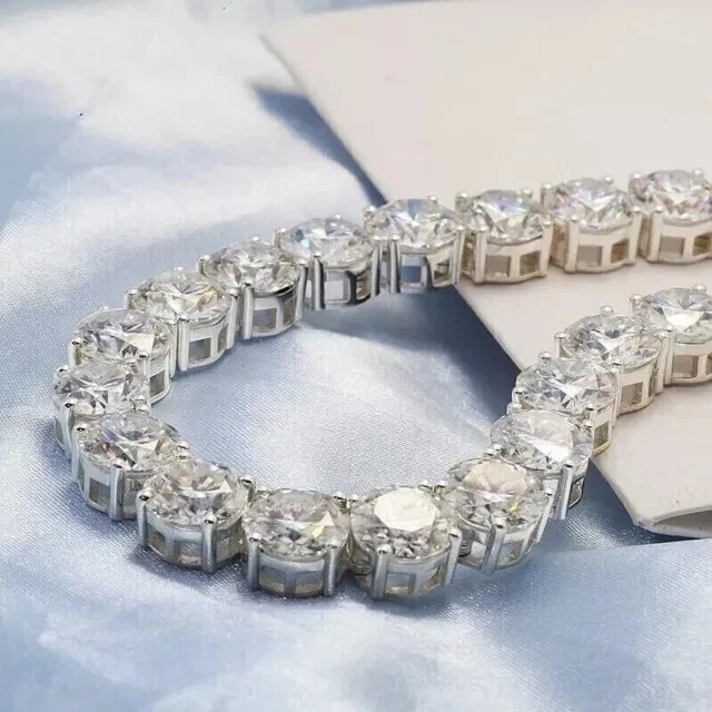 14K White Gold Plated Women’s Tennis 18″ Necklace 28CT Round Lab Created Diamond