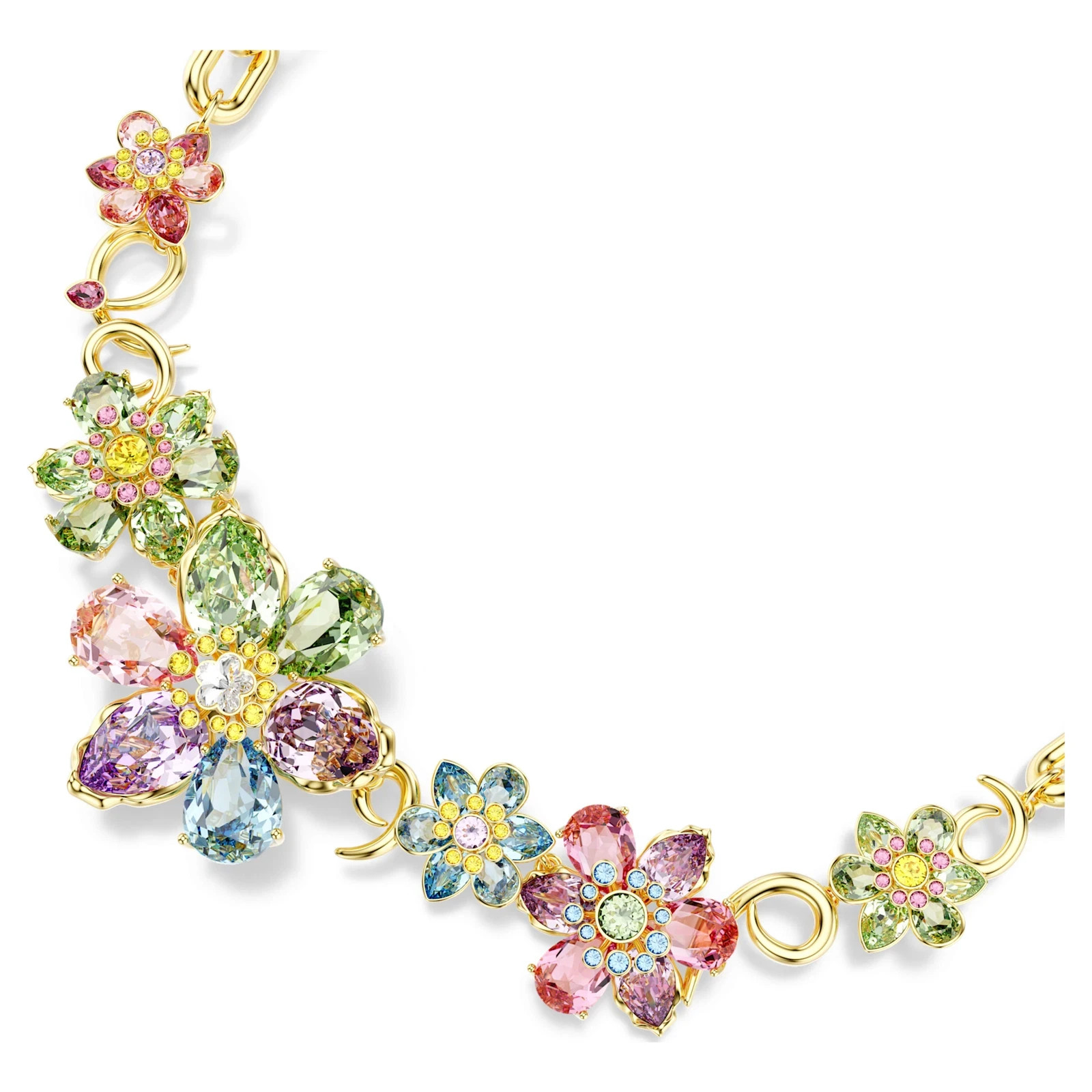 Swarovski Idyllia Necklace, Mixed Cuts, Flower, Multicolored, Gold-Tone Plated