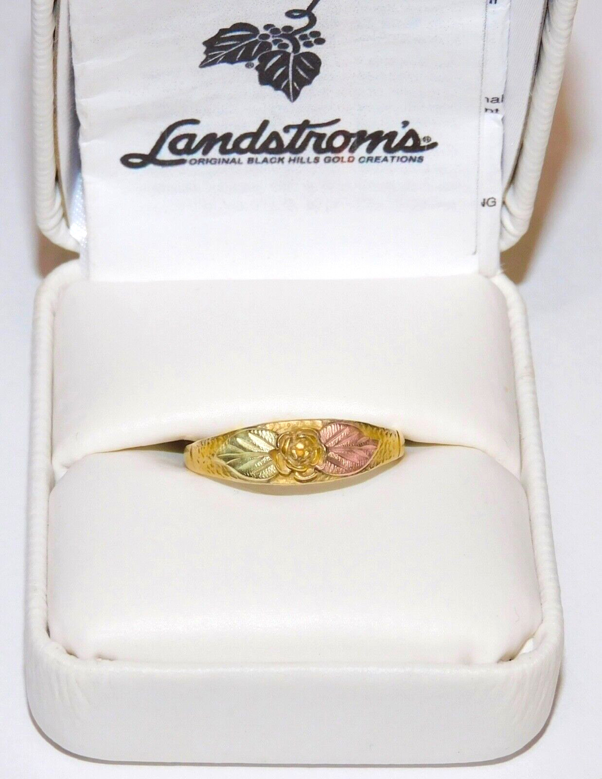 Black Hills Gold 10k Landstrom’s Yellow Rose Leaves Ring Size 8