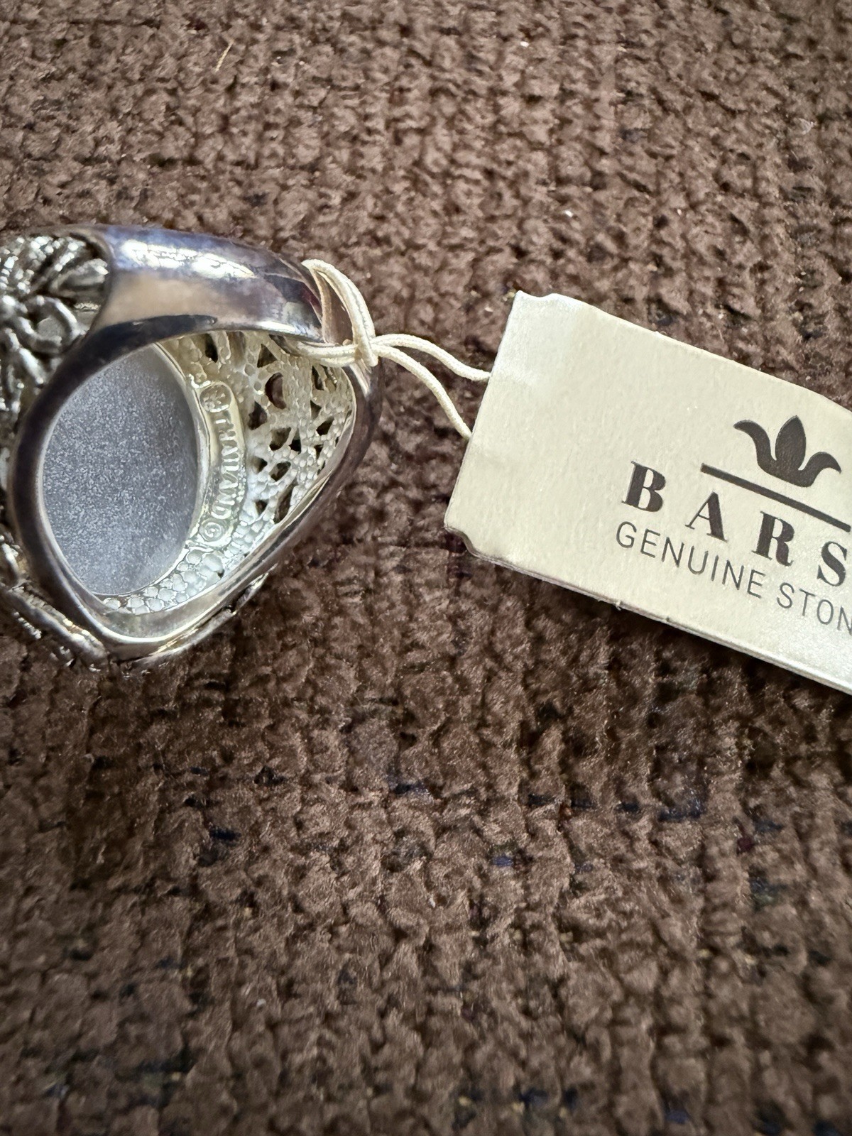 Barse Large Frosted Quartz Cocktail Statement Ring 8 NW T