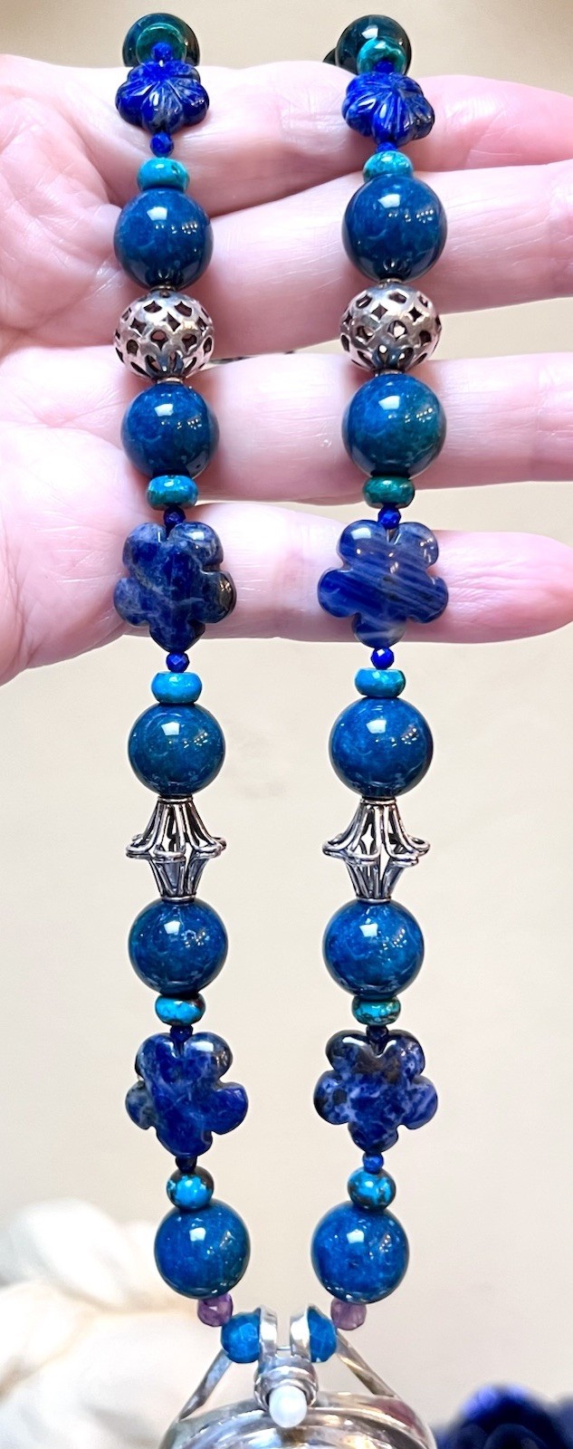GORGEOUS Artisan Sterling Silver Azurite, Chrysocolla, Lapis, Etc. Necklace