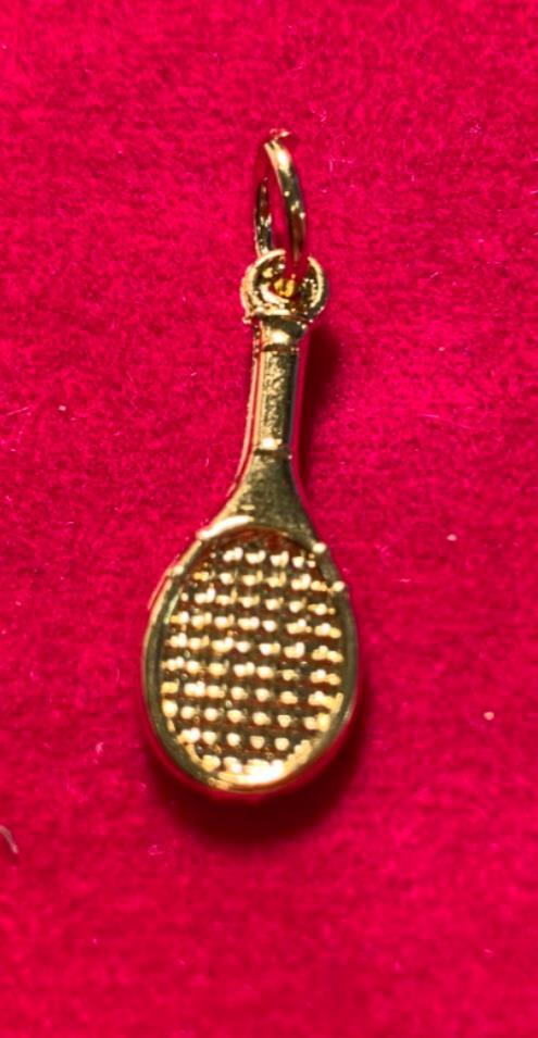 14 KT GOLD PLATED TENNIS RACKET CHARM PENDANT AND 30″ ROPE SET-404