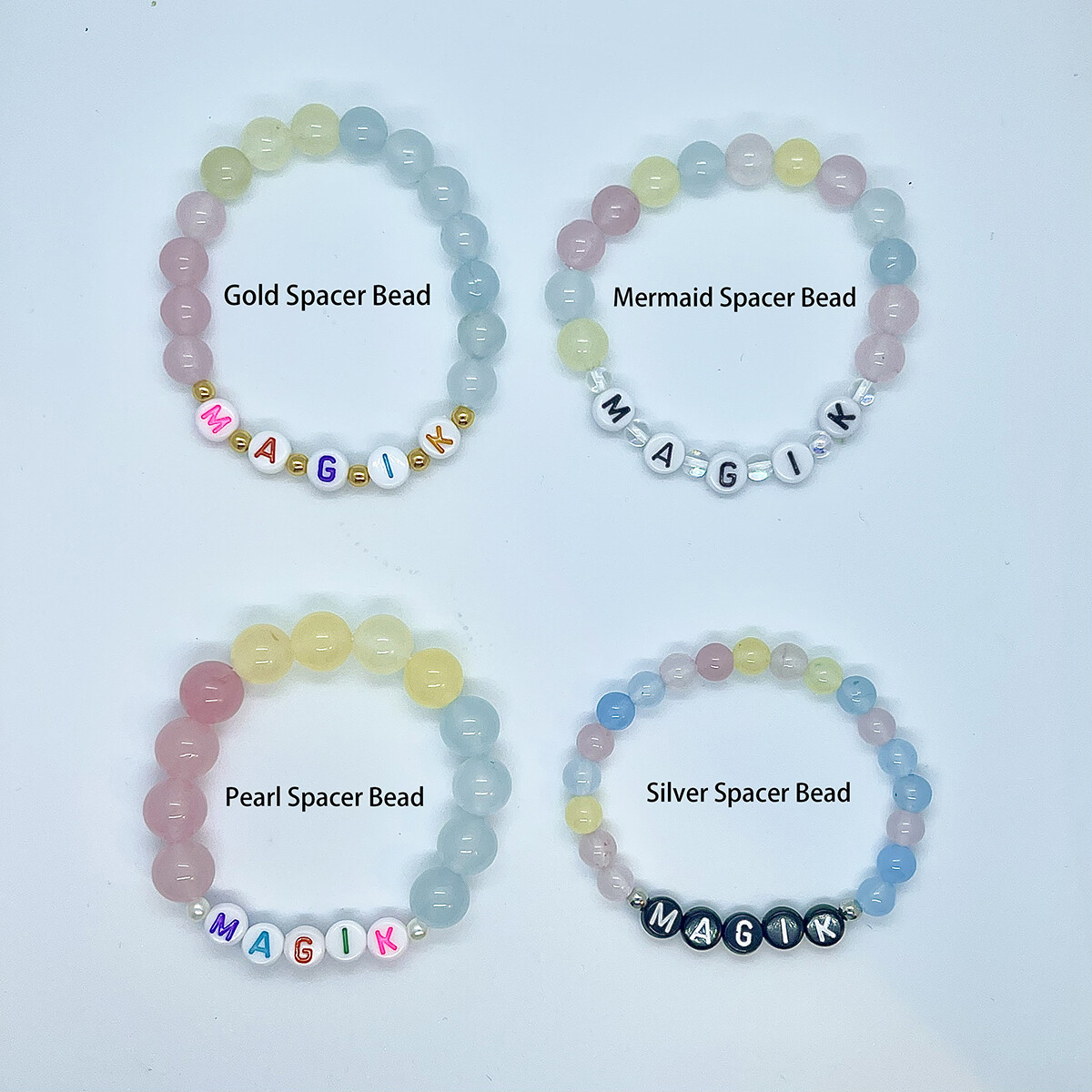 Magik Custom Personalized Name Mama Bracelet Crackle Lampwork Glass Beads Gift