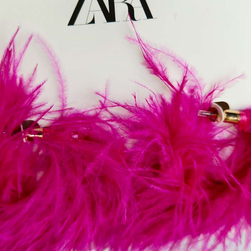 New Zara Feather Hoop Statement Earrings Gift Retro Women Party Vacation Jewelry