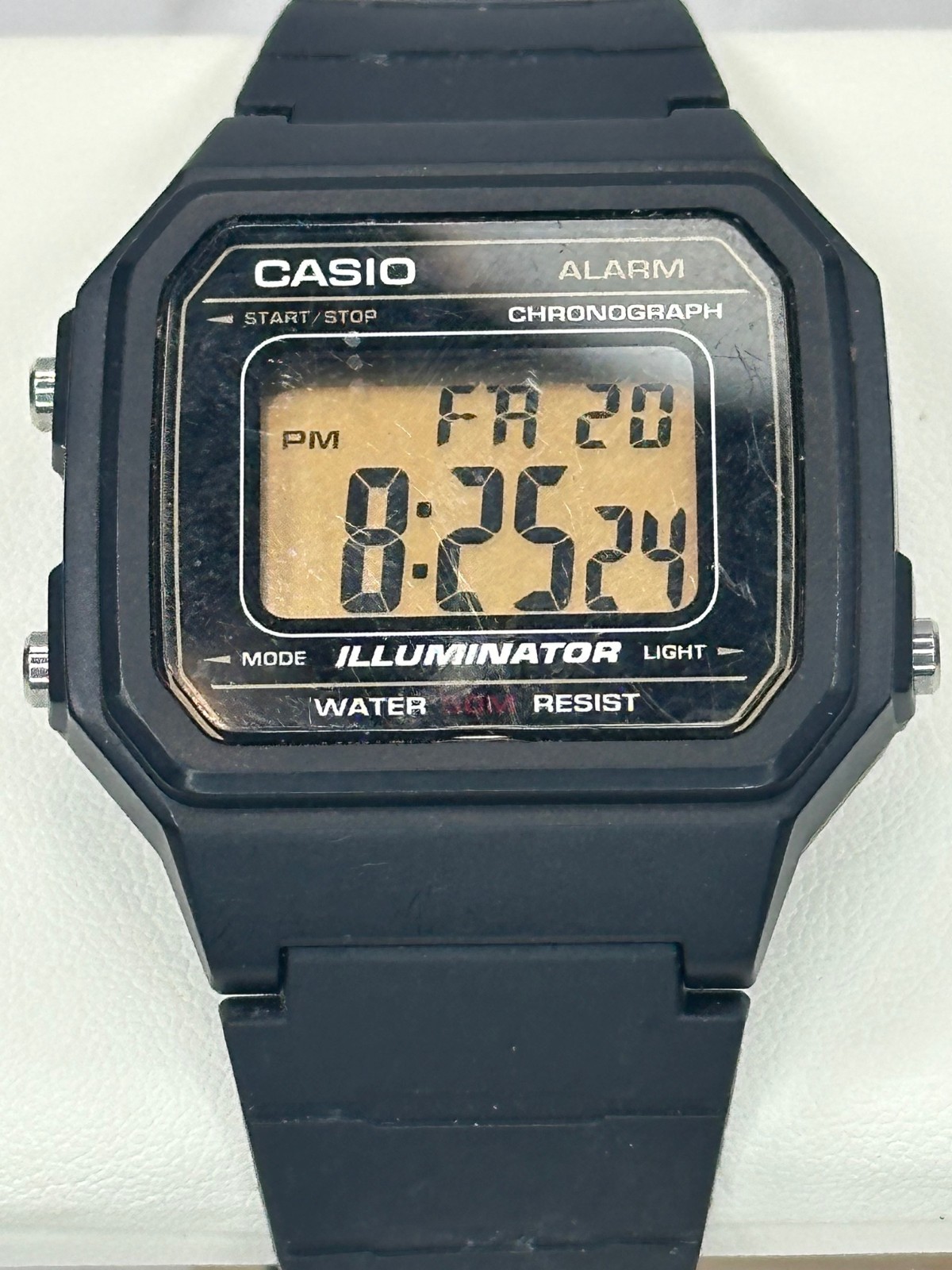 Vintage Mens Casio W217H-9AV Chronograph Watch Black Band Alarm Illuminator