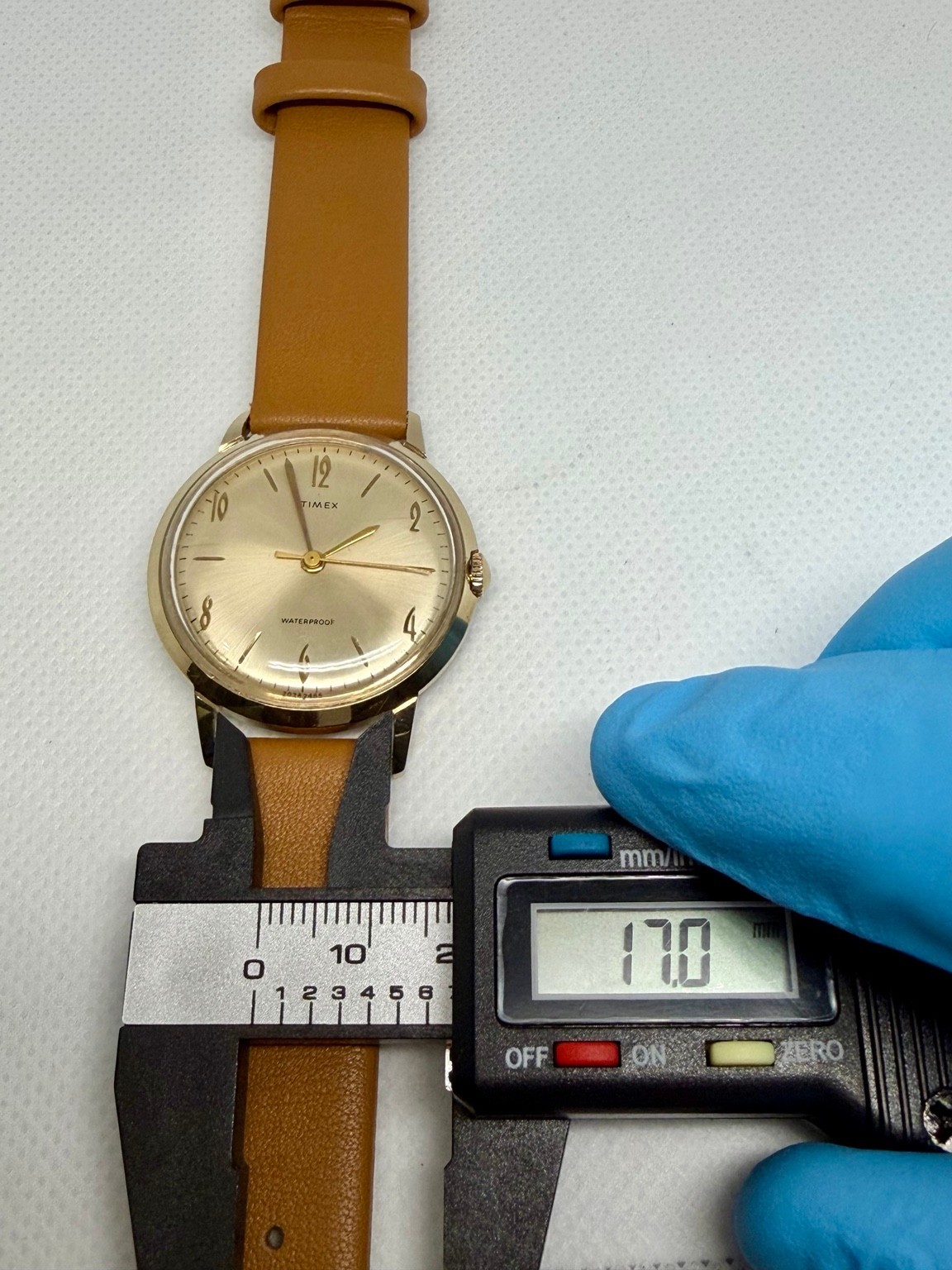 Vintage Timex Marlin Manual Wind Watch 33mm Gold Sunburst Dial Serviced Runs