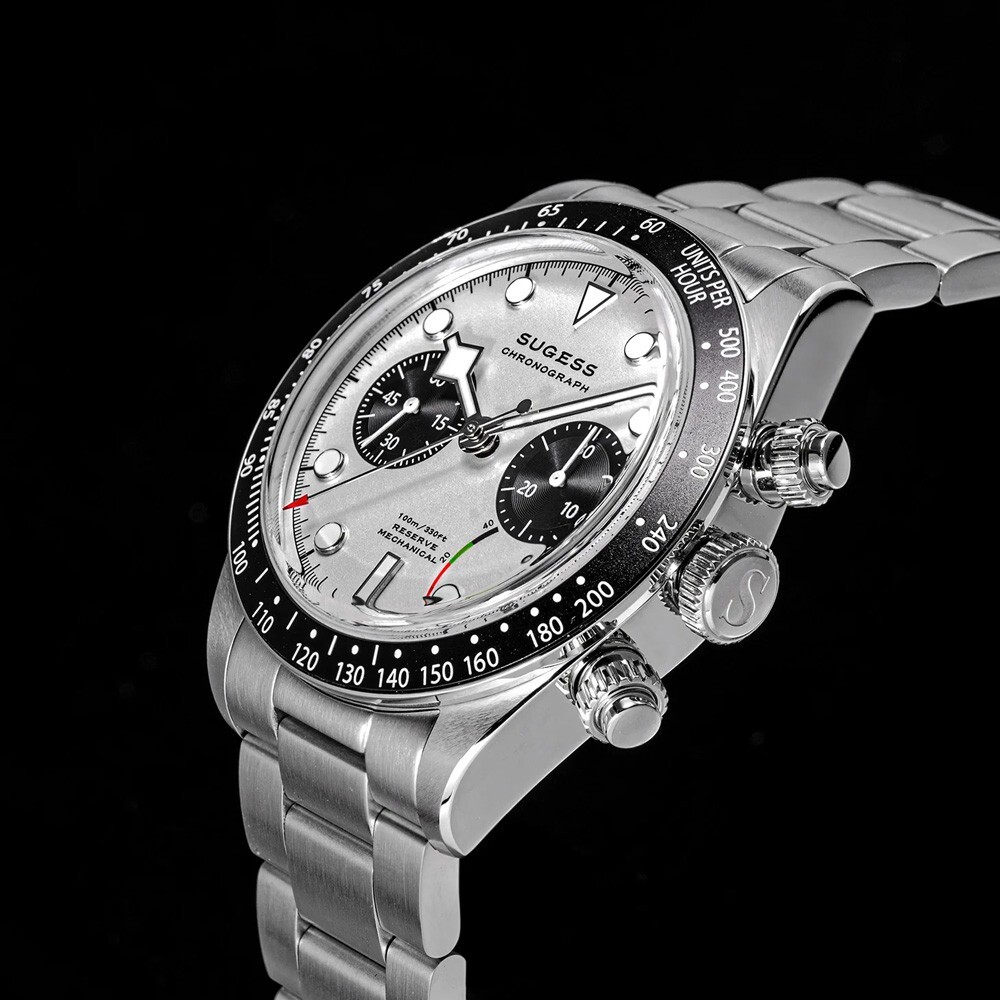 Sugess S457 Panda Mechanical Chronograph Steel White Black Sapphire Men’s Watch