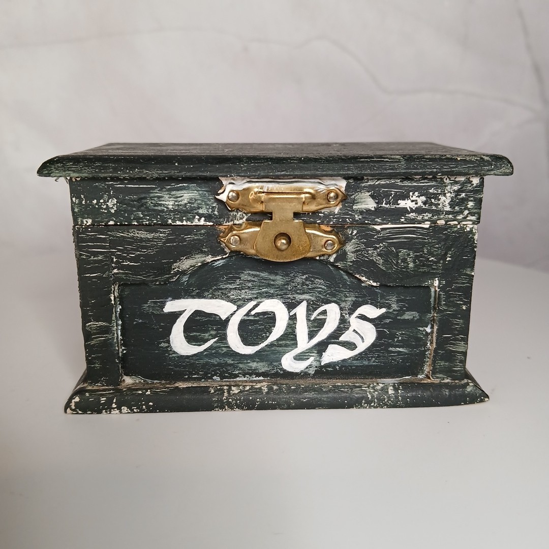 Mini Wooden Antique-Style Trinket Jewelry Storage Toys Box 3.75 In