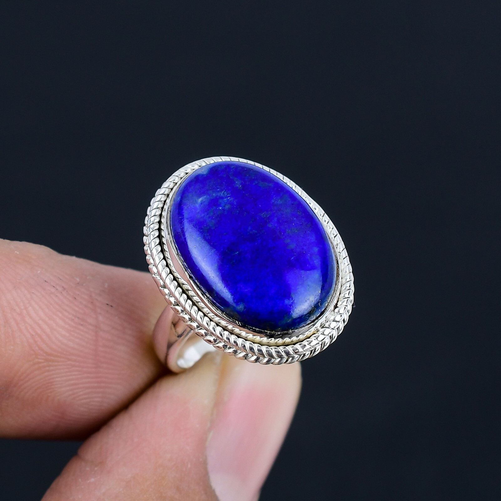 Lapis Lazuli Gemstone 925 Sterling Silver Statement Rings For Women & Girls