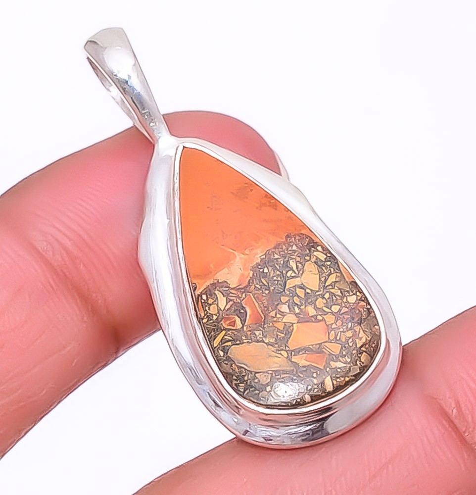 Malingano Jasper – Indonesia Gemstone 925 Silver Plated Pendant 1.56″ A330