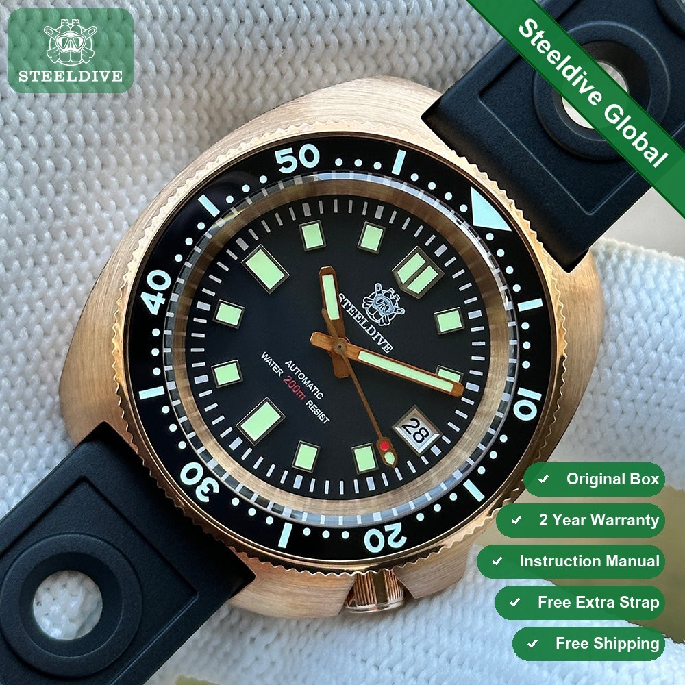 STEELDIVE SD1970S Mens 43.8mm 200M Automatic Dive Watch NH35 Sapphire Steel