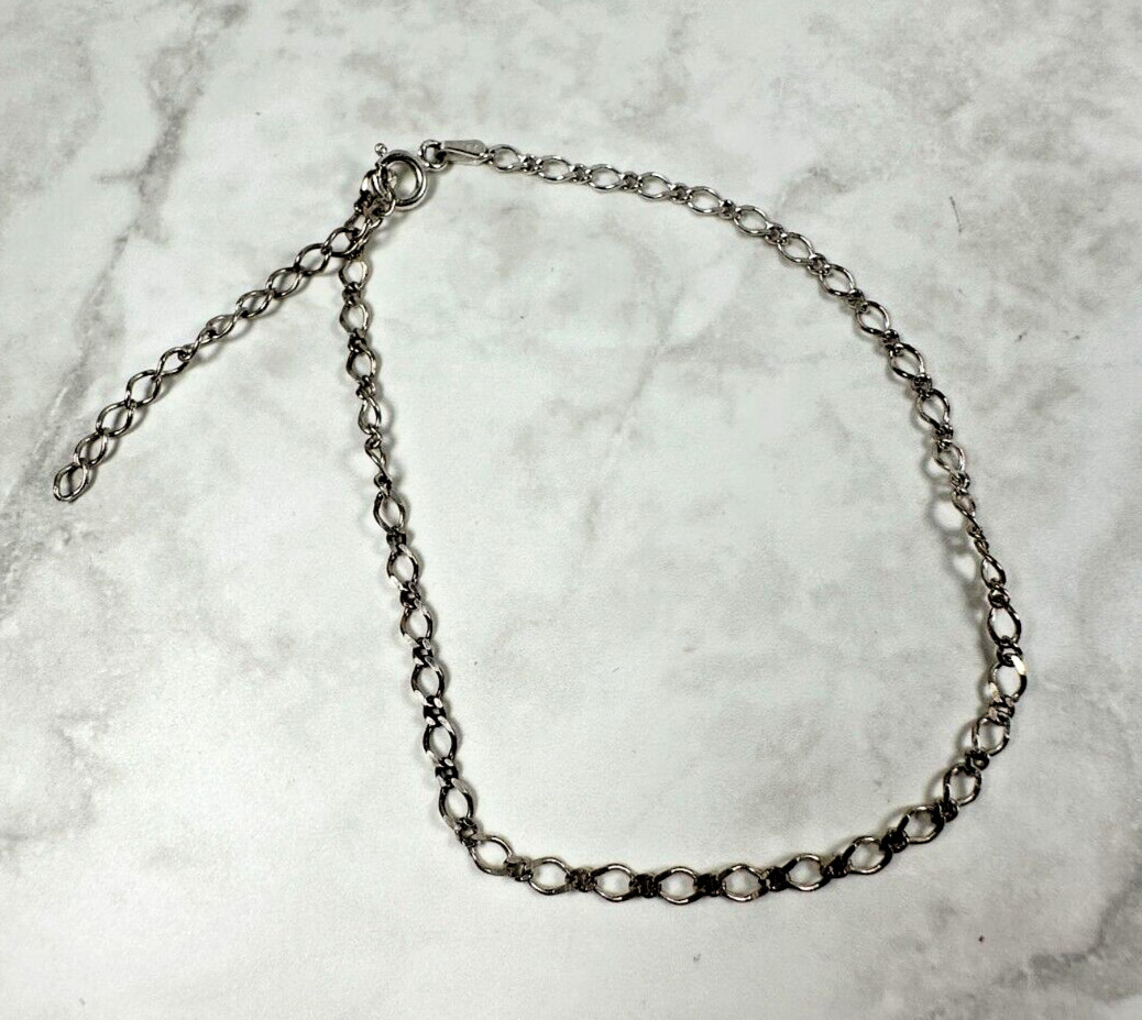Sterling Silver Link Anklet – 9″ with 2″ extension