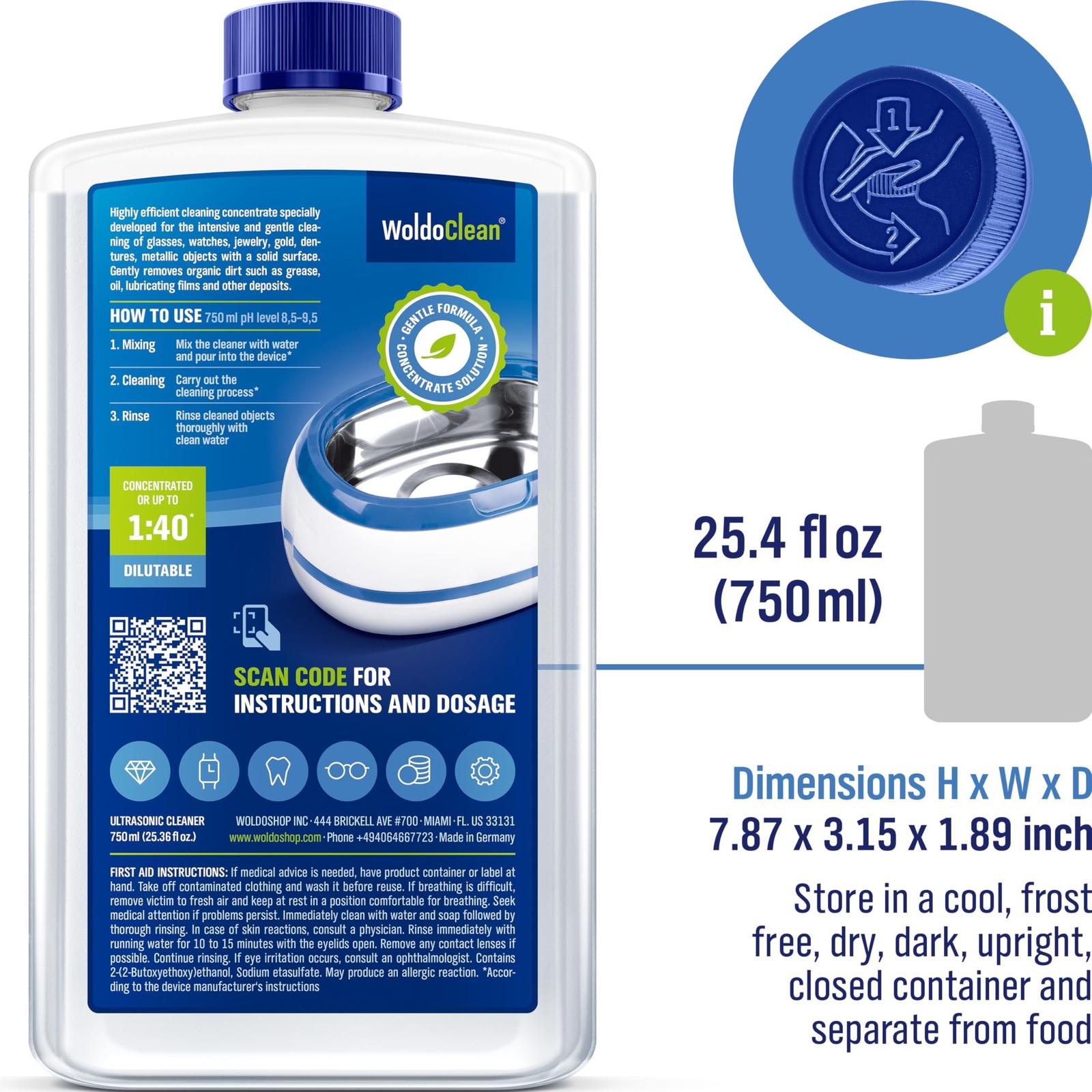 WoldoClean Ultrasonic Cleaner Solution Concentrate – 25.36 Fl Oz (Pack of 1)