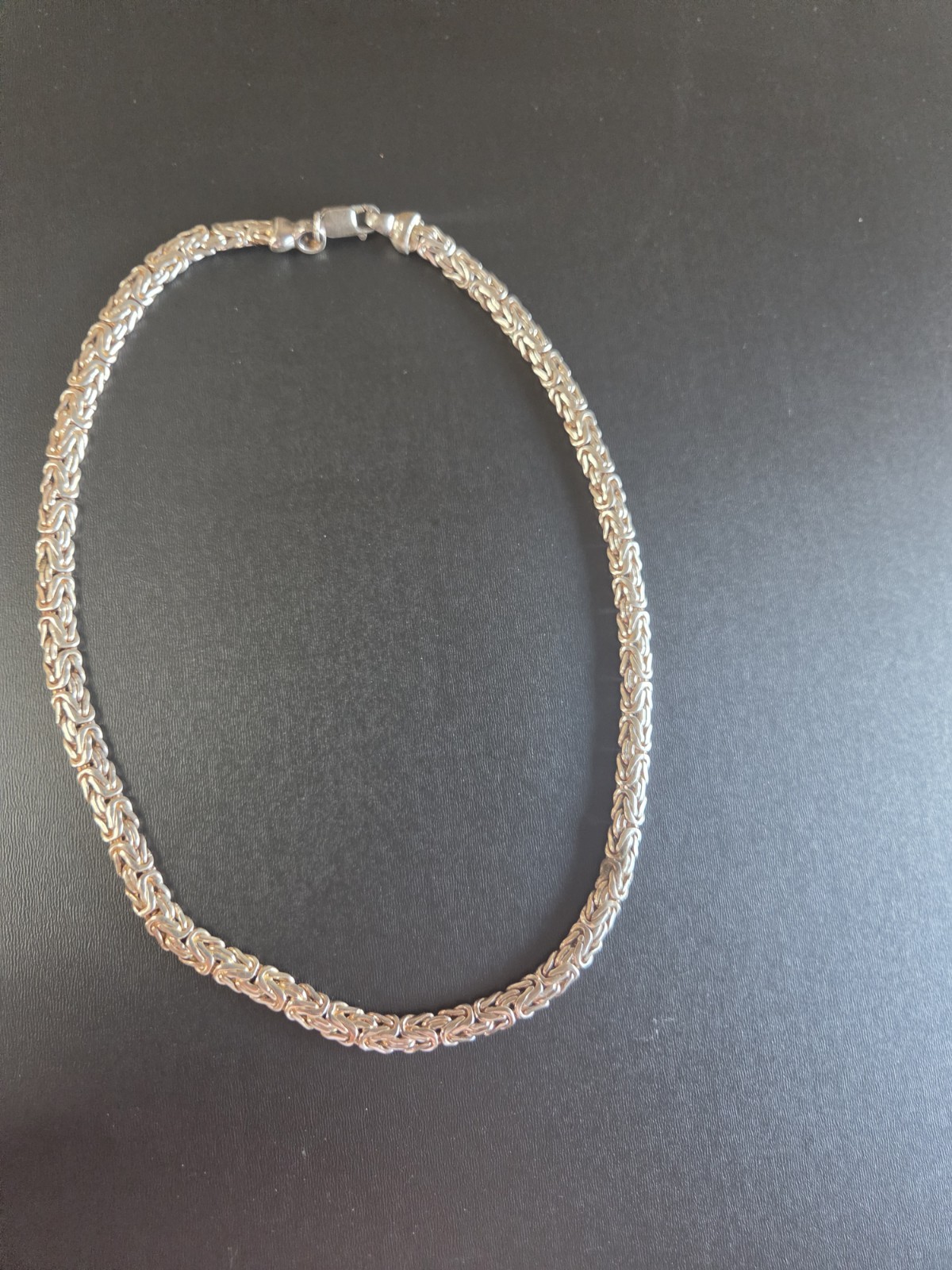 Vintage 16 Inch Sterling Silver Flat Byzantine Kings Weave Necklace 42.5 Grams