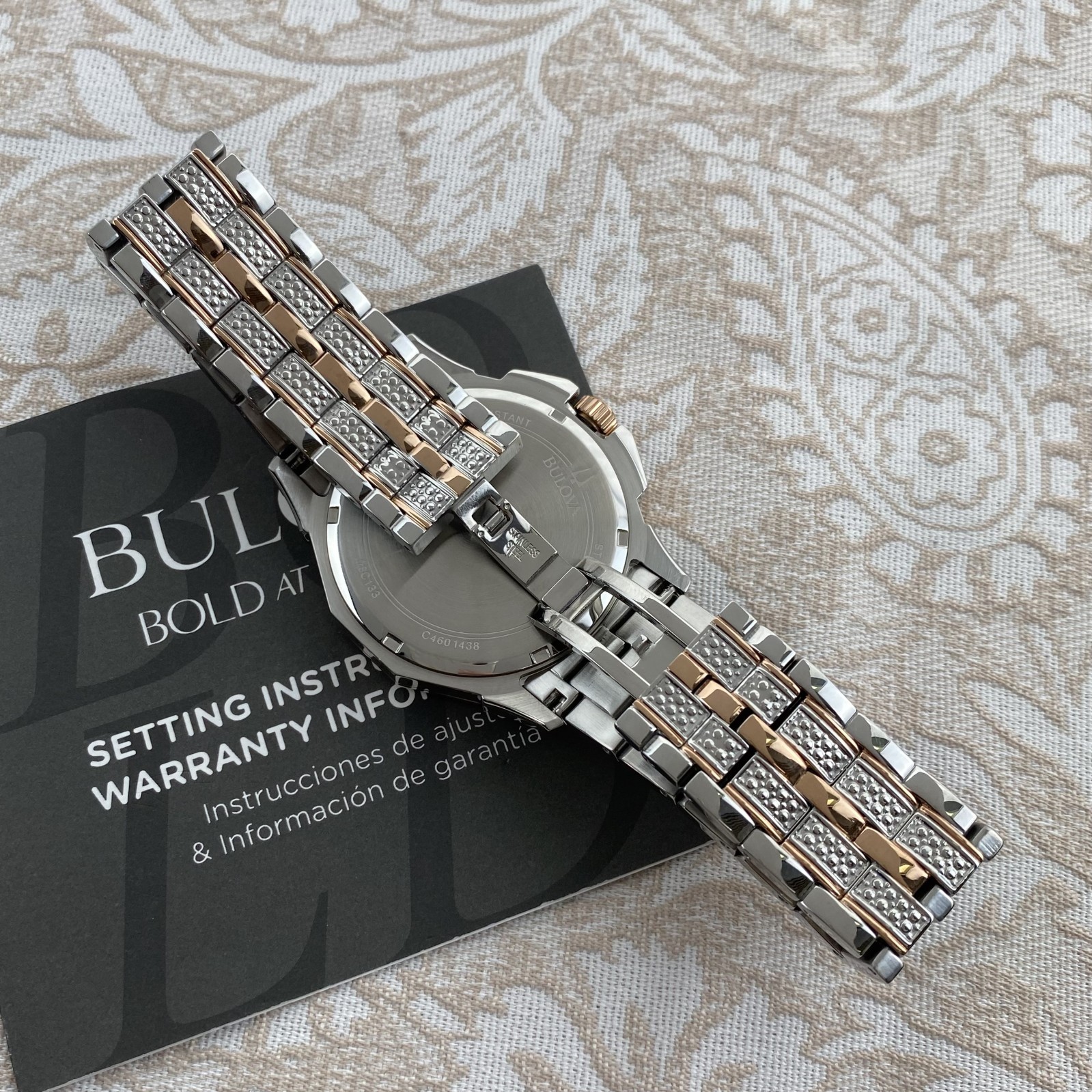 Bulova 98C133 Octava Men’s Quartz Watch 41.5mm Two-Tone Gold Silver Crystal