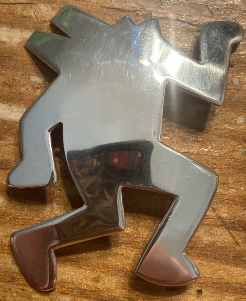 Keith Haring Barking Dog Figure Pin Brooch Sterling Lg 18.3g Vintage RARE🔥🔥