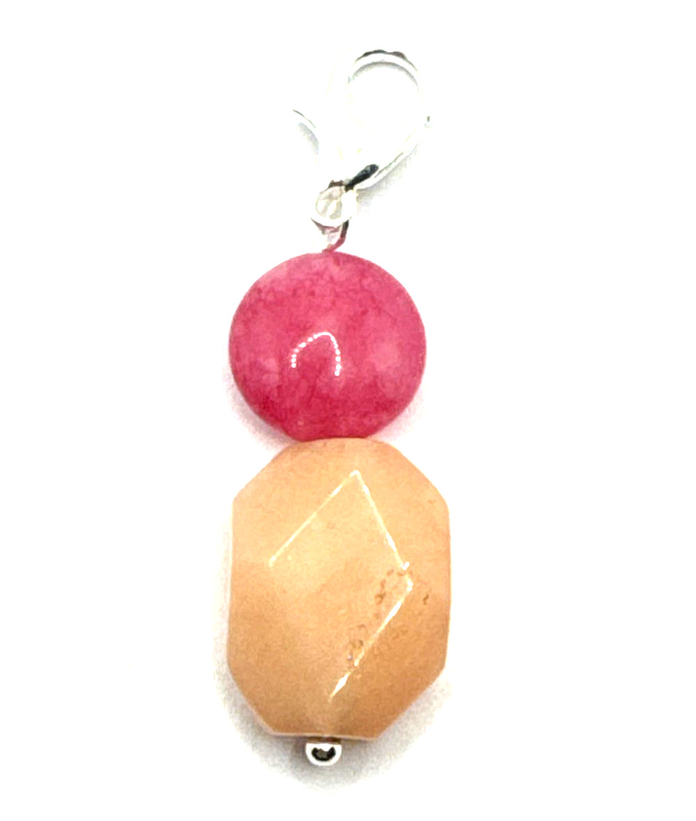 Brighton Paradise Beads Pink Peach Round Custom Silver Snap Charm