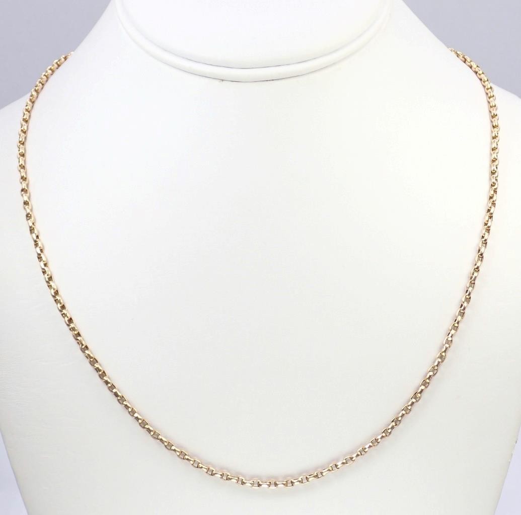 Lovely Antique Victorian 21” Solid 9K Rose Gold 2.5mm Belcher Chain Necklace