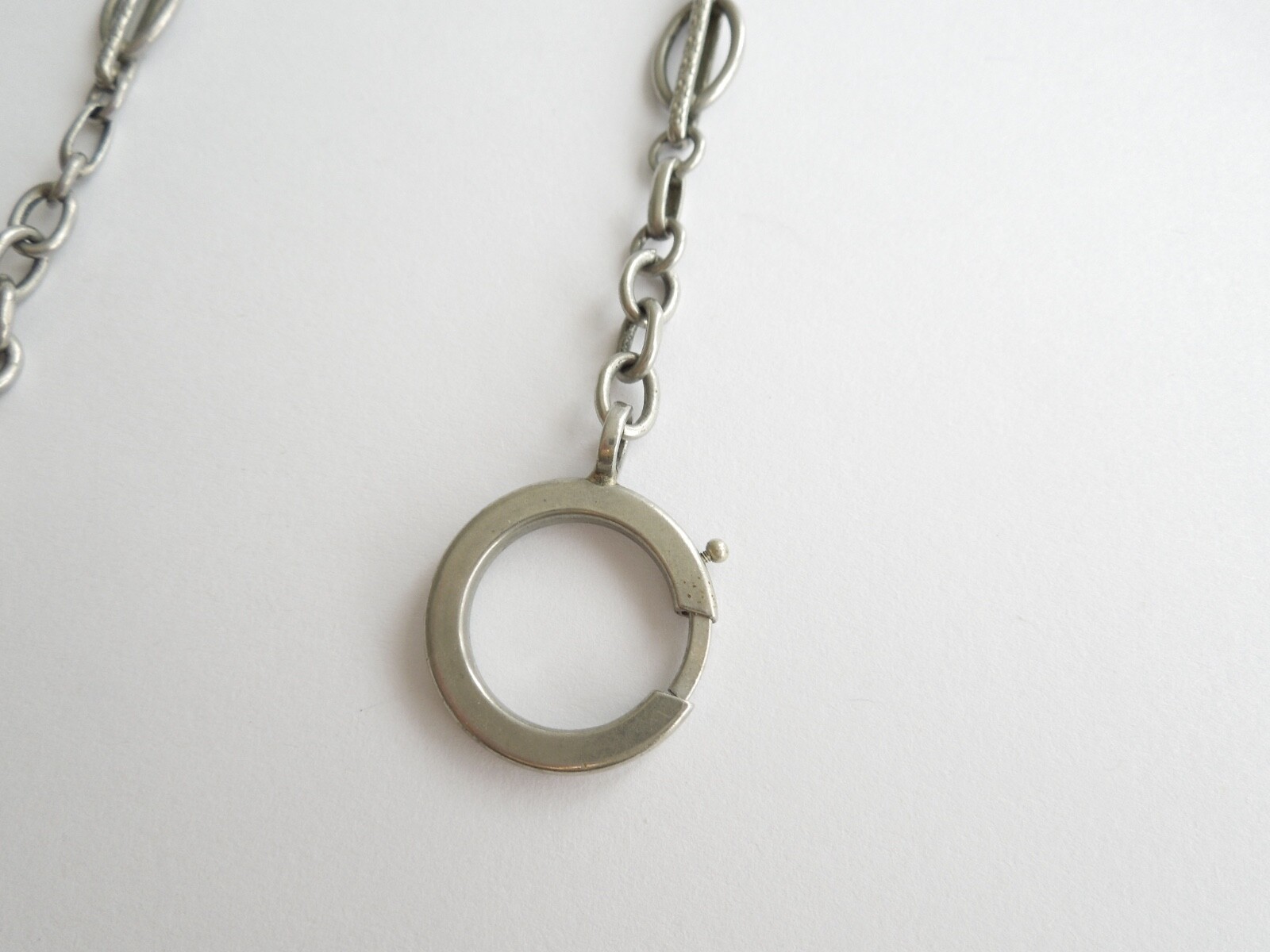 Vintage Watch Chain Silver Tone Metal 10.8 G / 25.5 Cm / Max. Width 0.8 Cm