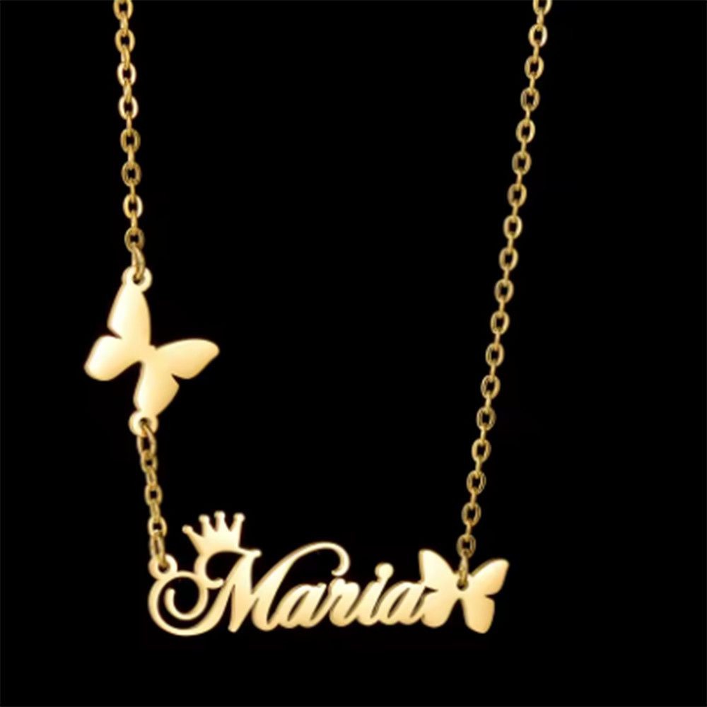 Custom Name Necklace Personalized Stainless Steel Letter Pendant Chain Nameplate