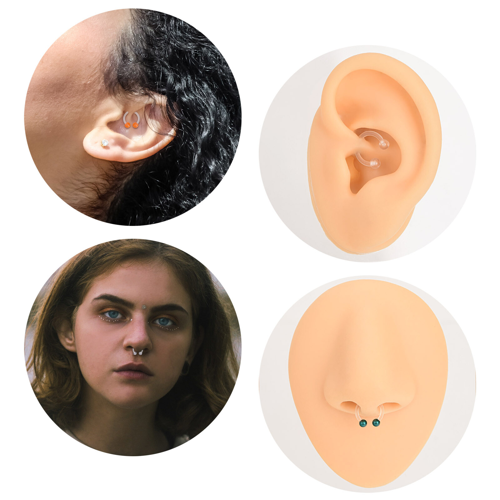 Piercing Kit Bioflex Nose Hoop Ring Lip Tongue Tragus Cartilage Studs 16G 20G