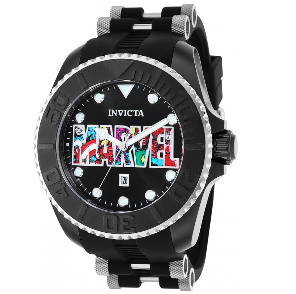Invicta Marvel Logo Men’s 50mm Limited Edition Collectible Quartz Watch 36414