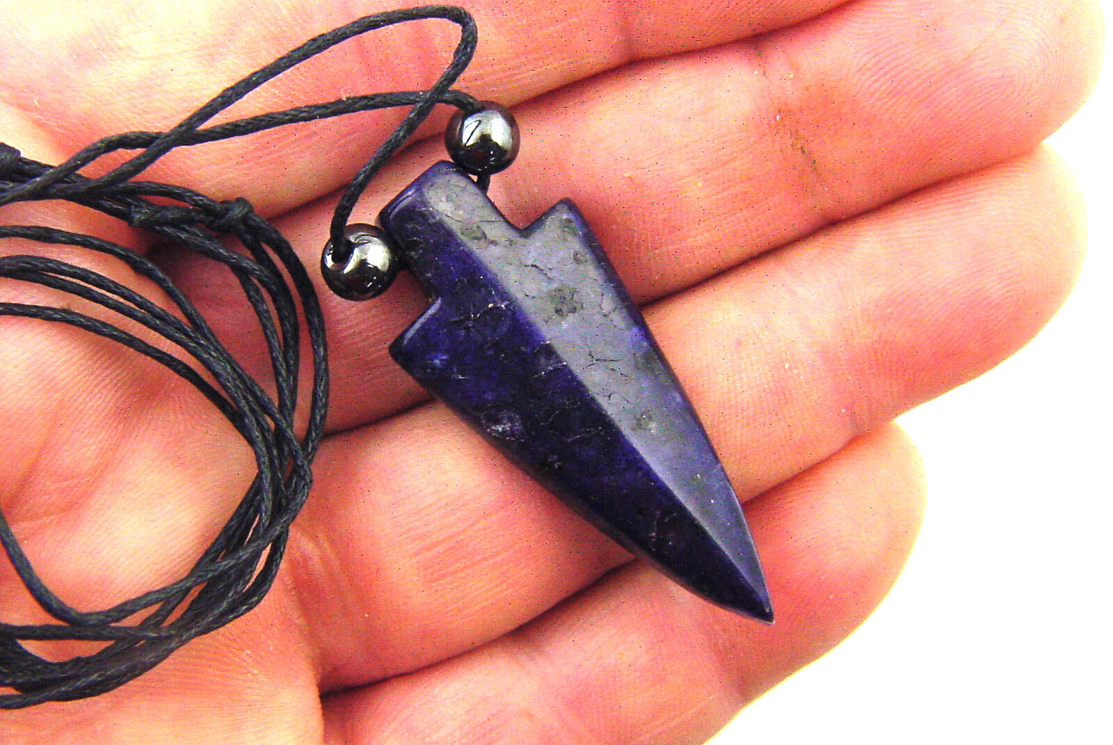 BUTW Simulated Lapis Arrowhead Necklace Pendant with Beads on 16″-19″ 8956P