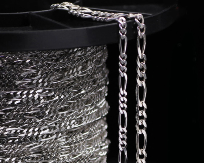 925 Sterling Silver Figaro Chain Necklace 60cm 24″ 3mm Handmade Jewelry Men Wome