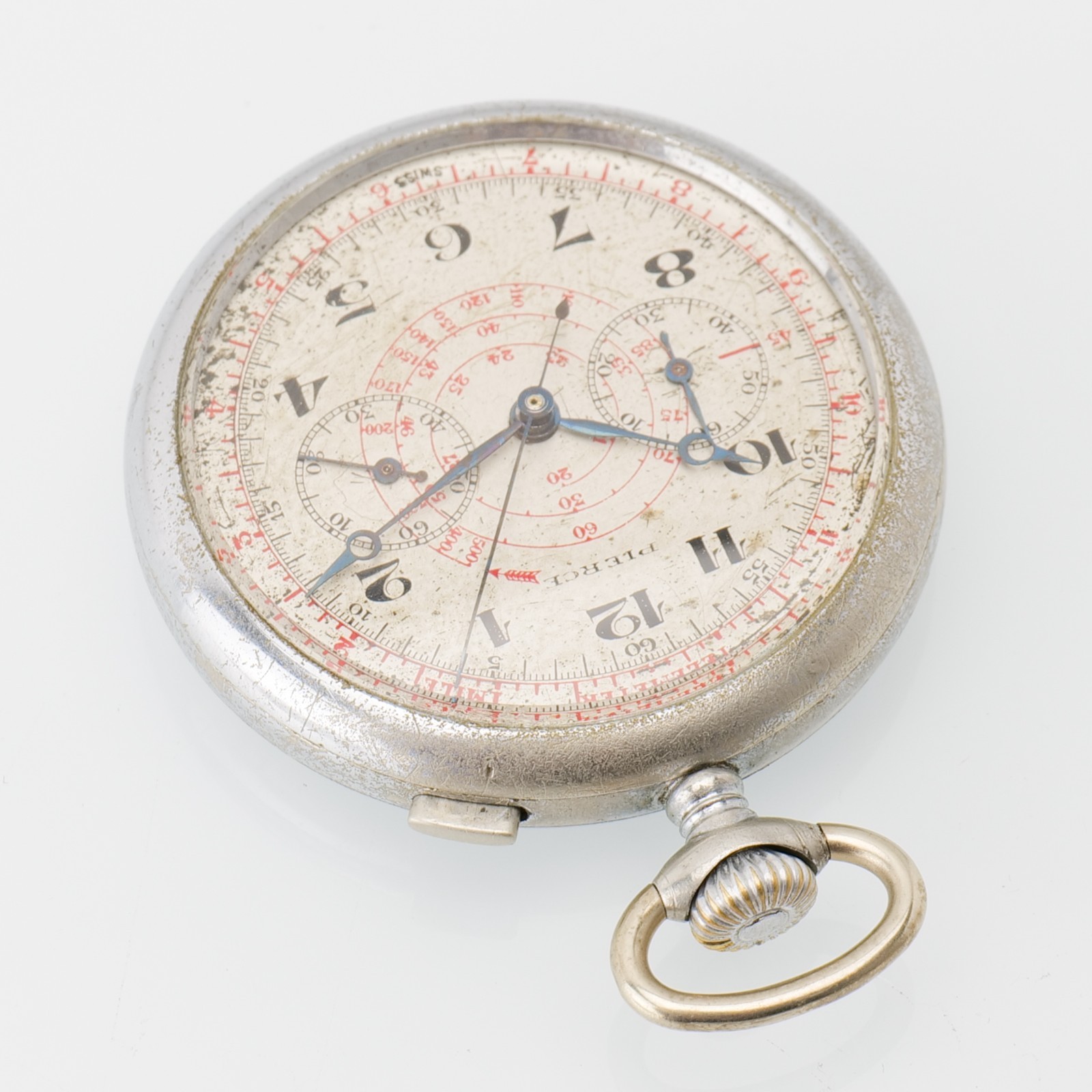 Rare Pierce Cronograph Vintage Military Pocket Watch Running Just Serviced!
