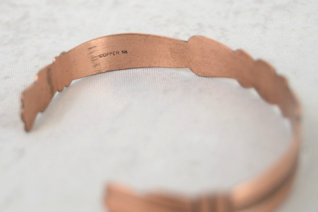 Southwestern Signed Copper Cuff Bracelet Vintage WM Wheeler Manufacturing